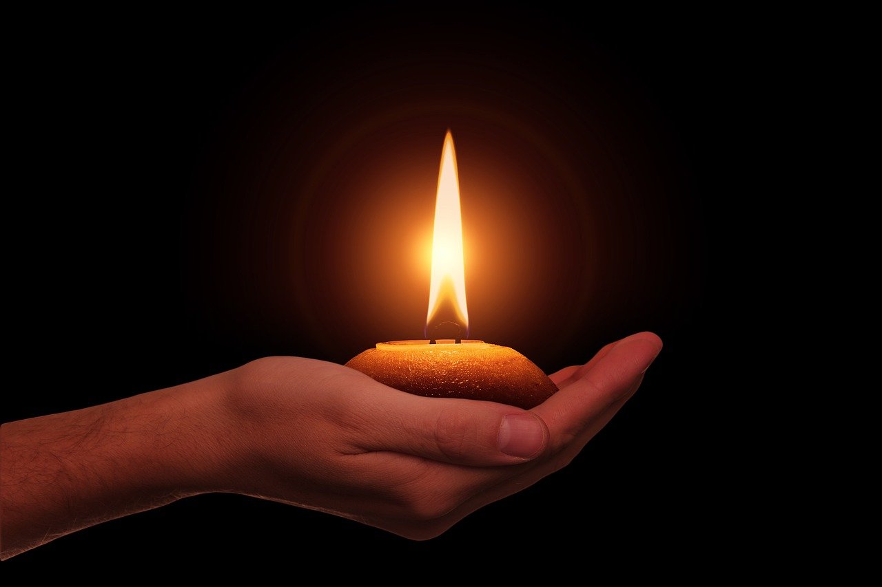 hand, candle, diwali